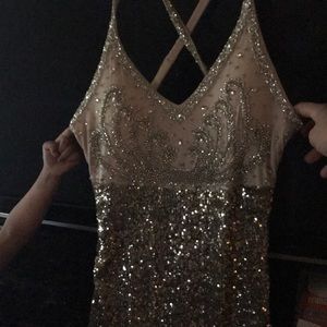 Gold beige sequin dress